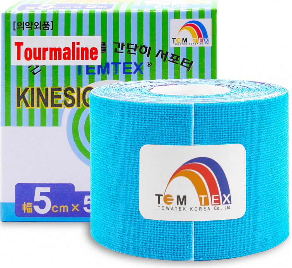 Temtex - Kinesiologie Tape Tourmaline - Blauw - 5cm x 5m - Intertaping.nl