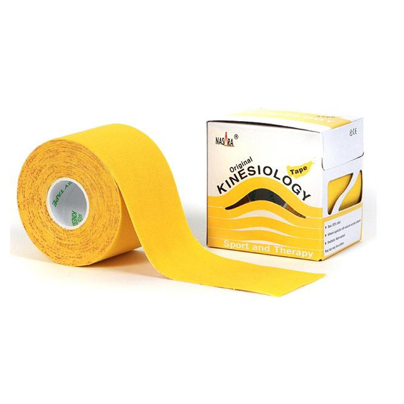 Nasara - Kinesiologie tape - Geel - 5 meter x 5cm - doos 6 stuks - Intertaping.nl